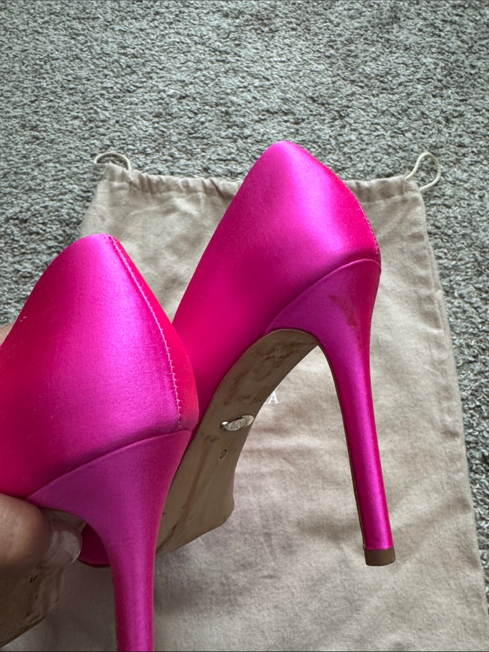 Badgley Mischka Cher Fuchsia Satin Pointed Toe Pumps with Crystal Buckle - Picture 3 of 6